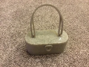 Gorgeous Vintage Gray Marbled Lucite / Celluloid ? Oval Purse - Picture 1 of 9