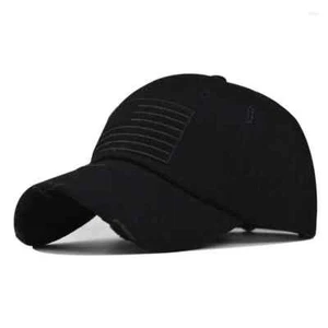 Distressed Black Embroidered American Flag Baseball Cap, Hat Adjustable, Cotton - Picture 1 of 1