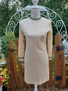 True Vintage Mid-Century 1960er Spitzen-Minikleid MCM Mod Union Label Elfenbein klein ~ FEHLER - Bild 1 von 20