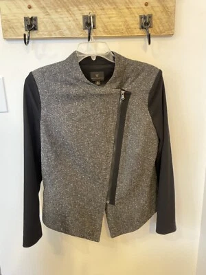 Worthington Women's XL Black Gray Asymmetrical Zipper Career Blazer Jacket - Image 1 of 4
