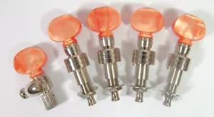 5 string banjo machine head tuner Nickel plated, red-orange color button,328N-BR - Picture 1 of 3