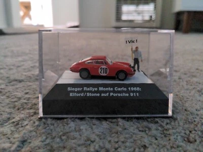 Raro 1:87 Vic Elford Stone 1968 Porsche 911 Mini Diorama Monte Carlo Win Foto 1 de 4