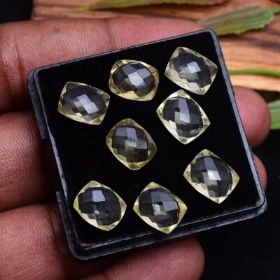 8 Pcs VVS Natural Yellow Citrine 10mmx8mm Cushion Checker Cut Loose Gemstones - Image 1 of 4
