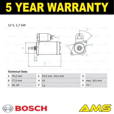 Se adapta a Porsche 911 1990-1997 3.6 3.7 3.8 Motor de arranque Bosch 96460410400 Foto 1 de 4