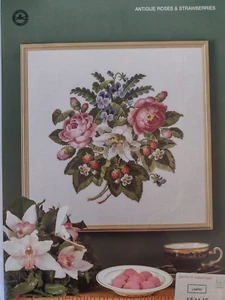 Cross stitch pattern "Antique Roses & Strawberries" by Permin of Copenhagen - Picture 1 of 4