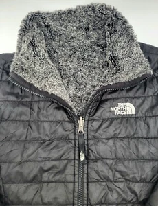 The North Face XL(18) Girls Black Reversible Puffer Jacket Mossbud Swirl - Picture 1 of 13