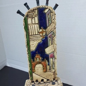 VINTAGE KERAMIK MINIATUR Kunst STUDIO DISPLAY STUHL MOSAIK SZENE STACHELN seltsam - Bild 1 von 24