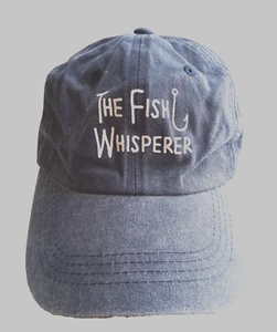 Casquette/chapeau de baseball réglable en toile bleue denim vieilli " Le chuchoteur de poisson " - Photo 1/6