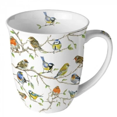 Ambiente Kaffee / Tee Porzellan Tasse  400 ml Vögel Zweige / birds meeting - Bild 1 von 2