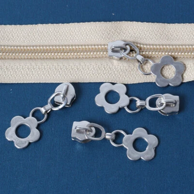 10Pcs 5# Nylon Zipper Slider Metal Flower Puller Replacement Repair Tailor Sewin - Image 1 of 3