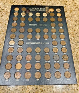 Canada Small Cent Varieties Set Canadian Penny Vaiety Set 1920-1979 Glass Frame - Picture 1 of 13
