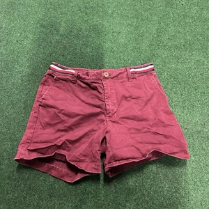 TOMMY HILFIGER Womens Size 4 Red  100% Cotton Flat Front Chino Shorts - Picture 1 of 11