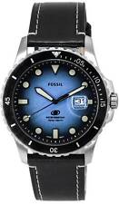 Fossil FS5960 Esfera Azul Negro LiteHide Correa Cuero Cuarzo 100M Reloj Hombre
