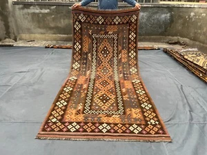 Afghan Kelim Läufer Teppich 3'9x8'4 Handarbeit Wolle Vintage Tribal Flachgewebe Vorleger - Bild 1 von 10