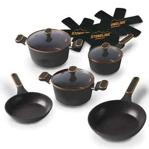 STONELINE® 11tlg Kochgeschirr Set Roségold 18-24cm Pfanne Topf Set IIWahl 22212 - Bild 1 von 10