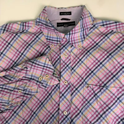 Camisa Tommy Hilfiger Para Hombre XL Con Botones Multicolor A Cuadros Informal Manga Larga Foto 1 de 4