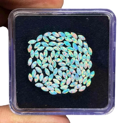 20 Pcs Australian Opal 3x1.5mm Marquise Cabochon AAA Quality Gemstones Lot - Image 1 of 4