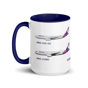Hawaiian Airlines US Island Fleet Keramiktasse 15 Unzen mit Farbe innen Geschenkidee - Bild 1 von 5