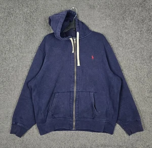 Polo Ralph Lauren Hoodie Men's 2XL Blue Thermal Hooded Sweatshirt Full Zip Flaw - Picture 1 of 13