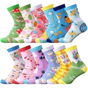 12 Pairs Easter Bunny Socks Unisex Patterned Novelty Socks for Men Shoe Size ... - Picture 1 of 6