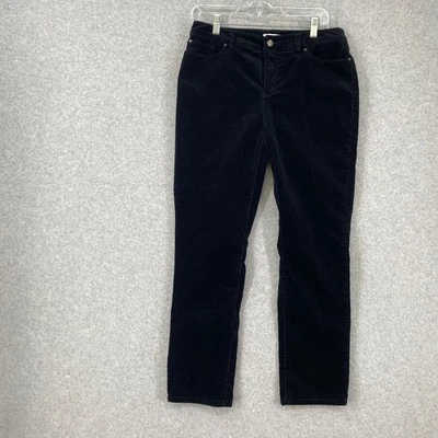 Pantalones de pana Charter Club para mujer talla 10P negros tiro medio rectos elásticos informales Foto 1 de 4