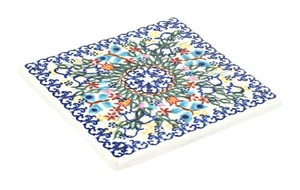 Azulejo de cerámica polaca rosa azul Jardín del Edén - Imagen 1 de 1