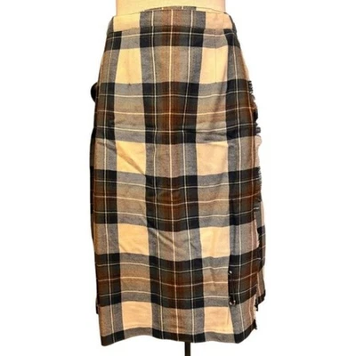 De Colección John Morrison Edimburgo Lana Falda Escocesa Kilt Cuero Hebilla Prendedor Talla S Crema Foto 1 de 4