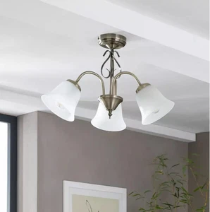 Elisa 3 Light Glass Ceiling Light 50cm Antique Brass IP20 Argos Home -NEW BROKEN - Picture 1 of 6