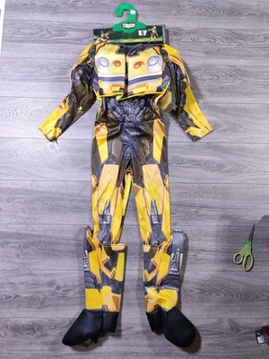 Transformers Costume Boys Large 10-12 Bumblebee Mask Gloves Suit Halloween Kids - Image 1 of 4