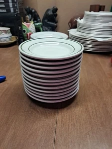 12 Buffalo China Brot Dessert Restaurant Geschirr Grün Streifen Teller 5,5" Eimer 145 - Bild 1 von 17