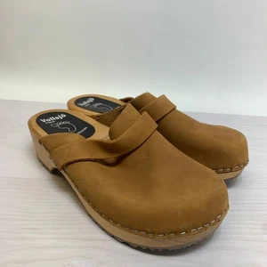 Vollsjo Swedish Design Clogs Suede Leather Wooden Slip On Shoes EU 38/US 8 - Picture 1 of 11
