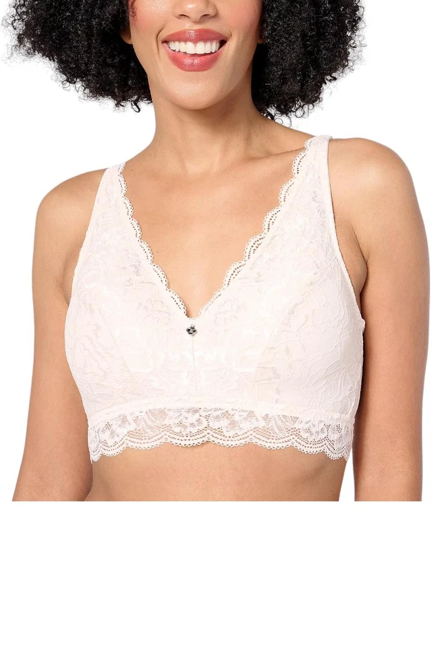 Breezies Women's Natural Curves Wirefree Lace Bralette w Pad Champagne - Image 1 of 1