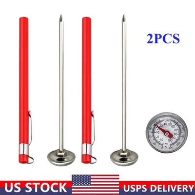 Stainless Steel Pocket Probe Thermometer Gauge for Food Cooking Meat BBQ 2PCS - Image 1 of 4