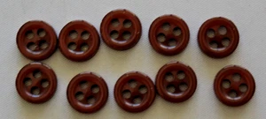 10 x Brown, 4 Hole, 9mm Beutron Plastic Buttons - Picture 1 of 1