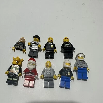 Lego Minifigures 9 Random Mixed Figures Cops Robbers Prisoner Santa - Image 1 of 4