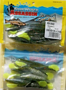 20 SALTWATER BASS ASSASSIN 4" CHICKEN-ON-A-CHAIN SEA SHAD - Picture 1 of 2