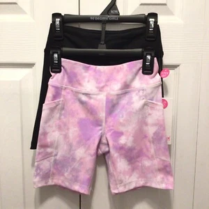 90 Degree by Reflex Girls Kids 2-Pack Pink/Black Lane & Everyday 6" Biker Shorts - Picture 1 of 5