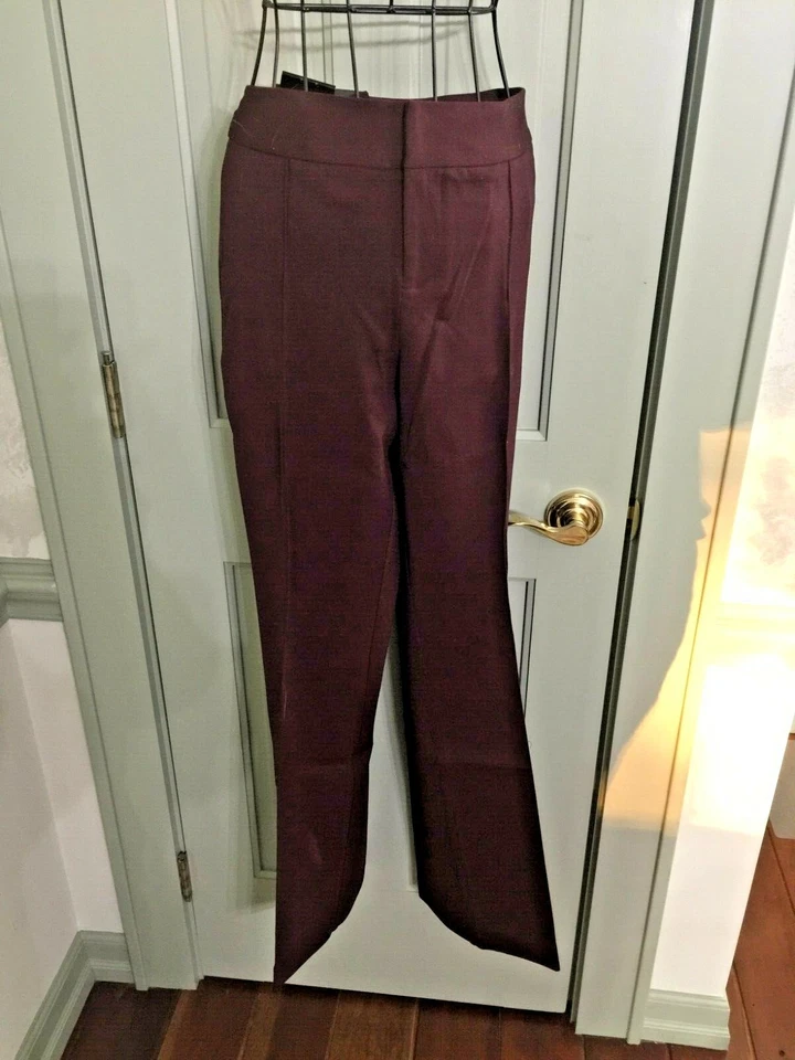 Pantalón Inc Boot Cut Elástico Imitación Cuero Tubería Borgoña 10 Nuevo Con Etiquetas  Foto 1 de 4