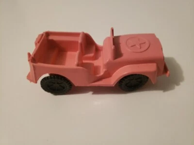 Vintage Pink Plastic Military Style JEEP Marked No. 702 Made In Hong Kong - Rare - Image 1 of 4