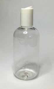 Leere 250 ml PET Kunststoff klare Boston Flaschen und weißer Scheibendeckel *BELIEBIGE MENGE* - Bild 1 von 3
