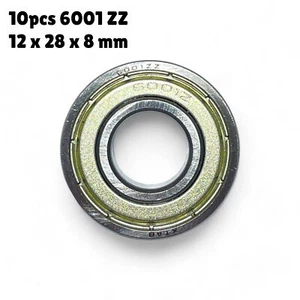 10pcs 6001 ZZ Deep Groove Ball Bearings - 12 x 28 x 8 mm - Picture 1 of 1