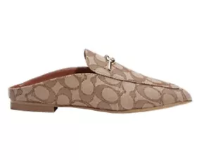 Coach Women’s Sienna Sig Logo Slide In Khaki/Saddle Sz 11 NWT - Picture 1 of 11