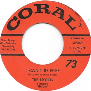 THE ESCORTS I Can't Be Free on Coral northern soul doo wop 45 HEAR - Picture 1 of 2