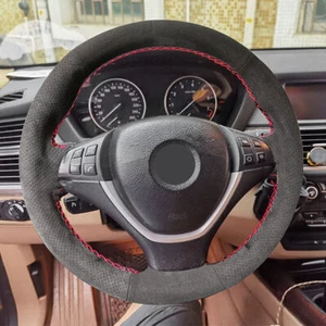 Car Steering Wheel Suede Leather Cover For BMW X5 E70 X6 E71 E72 ActiveHybrid - Picture 1 of 18