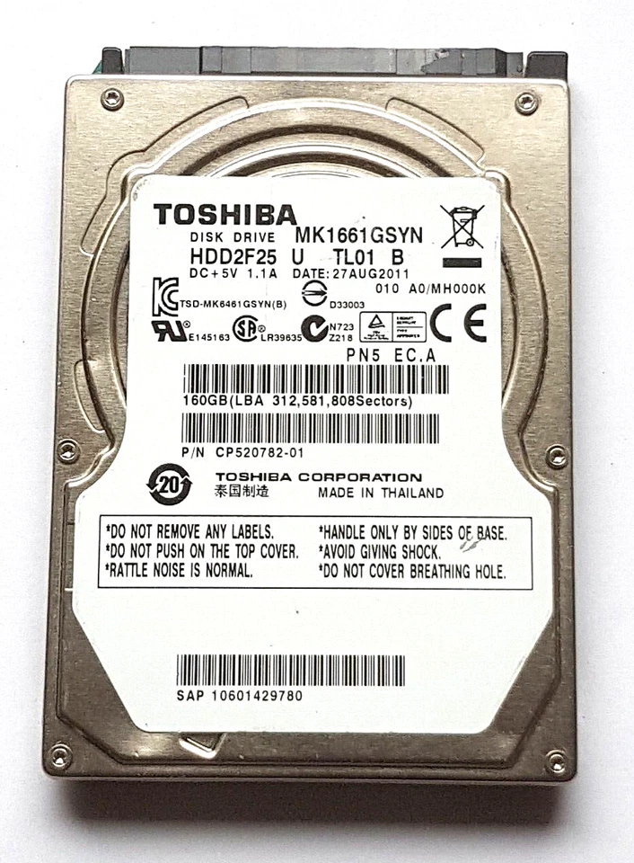160 GB SATA Toshiba MK1661GSYN 7200RPM 16MB HDD 2,5 " Internal Hard Drive - Image 1 of 1
