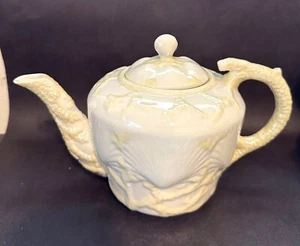 Vintage Belleek Ireland Shell Teekanne Creme Gelbgold Mark 3201 - Bild 1 von 13