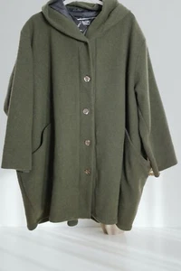 Lagenlook Kapuzen Jacke Mantel Big 50% Wolle EG 50 52 54 56 58 moos grün - Bild 1 von 5