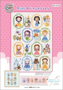 Mini Princesses - cross stitch pattern or kit. SODAstitch SO-G135  - Picture 1 of 2