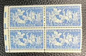 4 Cent STAMPS. US Postage Block of 4.   FORT DUQUESNE 1758-1958 - Picture 1 of 3
