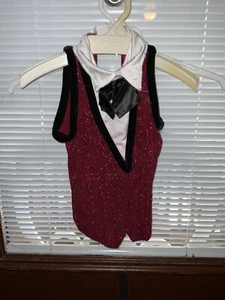 ArtStone Costume Lot of 6 Style 0137 XSC/SC Sparkly Deep Red Black Trim Top - Picture 1 of 4